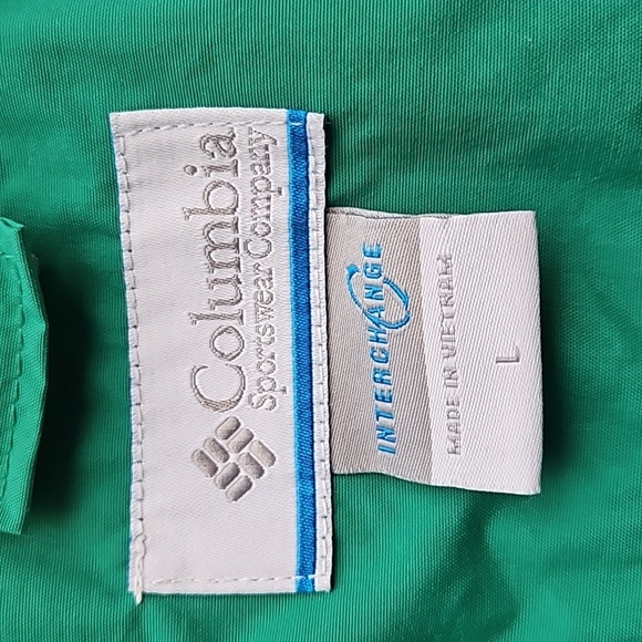 Columbia Green White Midweight Soft Shell Windbreaker Rain Jacket L - Picture 4 of 10